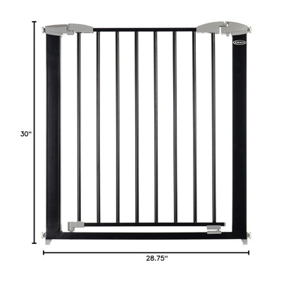 Graco Safe N' Secure Walk-Through Metal Safety Gate (Black) - Expands from 28.75-42 Inches, 30 Inches Tall, Includes 3 Extensions, Pressure Mounted Walk Thru Baby Gate, Perfect for Children and Pets