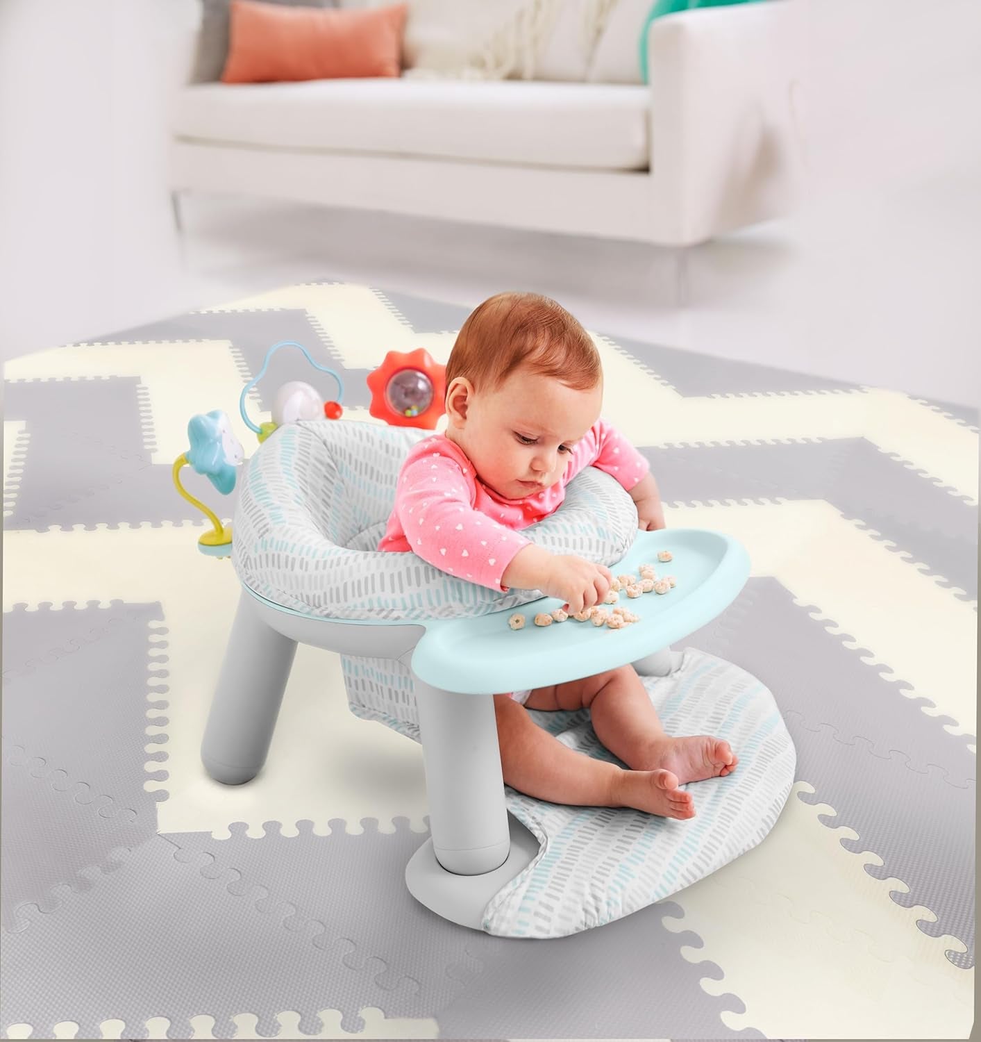 Skip Hop 2-In-1 Sit-Up Activity Baby Chair, Silver Lining Cloud