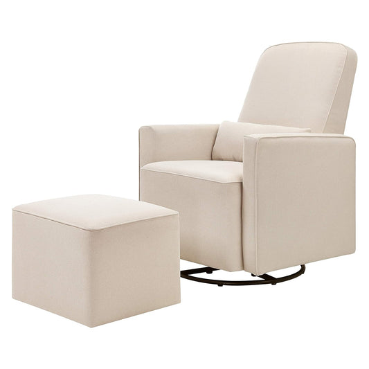 Davinci Olive Upholstered Swivel Glider with Bonus Ottoman in Polyester Cream, Greenguard Gold & Certipur-Us Certified