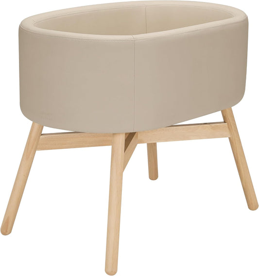 Babyletto X GATHRE Capsule Bassinet in Vegan Millet Leather, Wipeable & Water Resistant