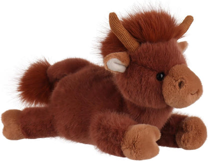 Apricot Lamb Lazy Highland Cow Plush Stuffed Animals for Kids, Soft Cute Plush Toys for Baby Girl and Boy, Fluffy Lazy Highland Cow Brown 11.9 Inches