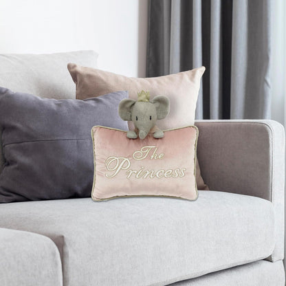 Mon Ami Princess Elephant Decorative Pillow – 11X10”, Pink Throw Pillow, Plush & Decorative Accessory Cushion for Child’S Nursery, Bed or Couch