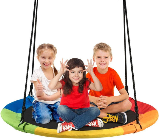 Costzon Tree Swing, 40 Inch Saucer Swing for Kids Outdoor, 700 Lbs Weight Capacity round Swing W/ 900D Waterproof Oxford Cloth, Adjustable Rope, Flying Swing for Backyard, Indoor & Outdoor Playground