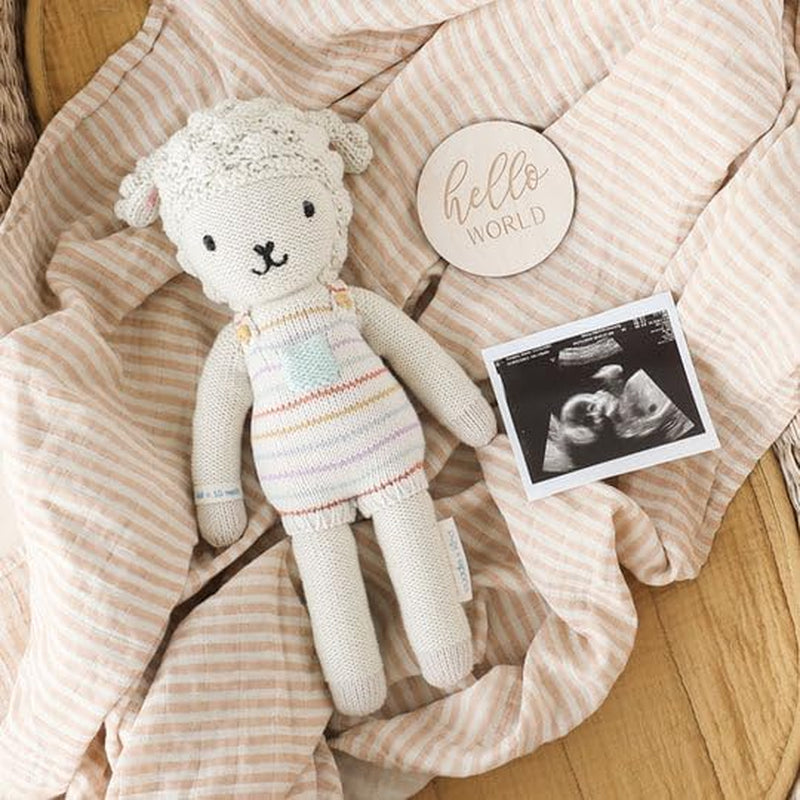 Cuddle + Kind Avery the Lamb Little 13" Hand-Knit Doll – 1 Doll = 10 Meals, Fair Trade, Heirloom Quality, Handcrafted in Peru, 100% Cotton Yarn