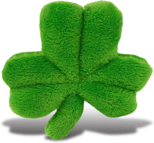 Dollibu Green Shamrock Plush - Cute Good Luck Charm Decorative Ornament for Teddy Bear Stuffed Animal, Party Decorations and Crafts, Four Leaf Clover Plush Toy for Saint Patricks Day Decor - 3 Inch