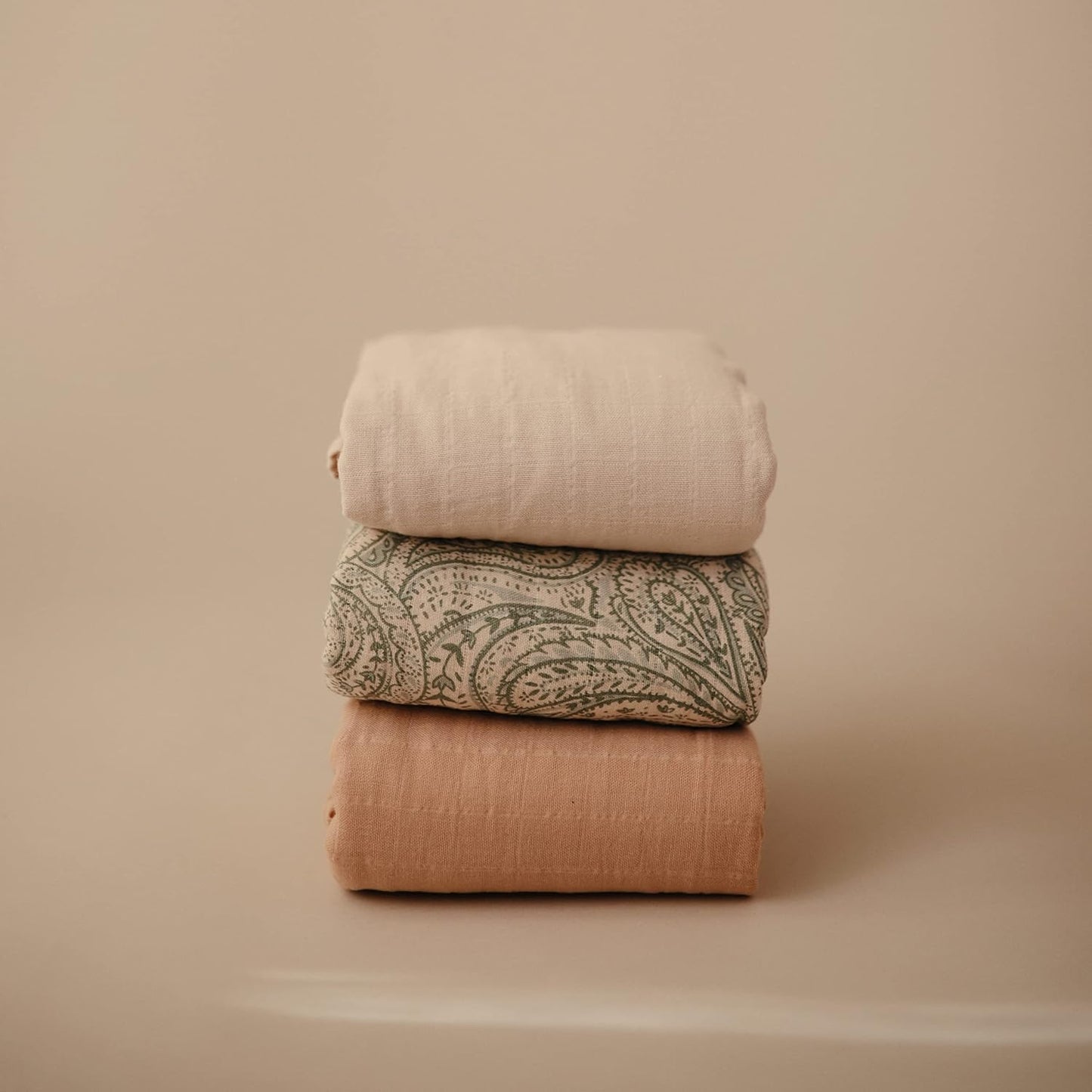 Mushie Muslin Baby Swaddle Blanket | 100% Organic Cotton (Pale Taupe)