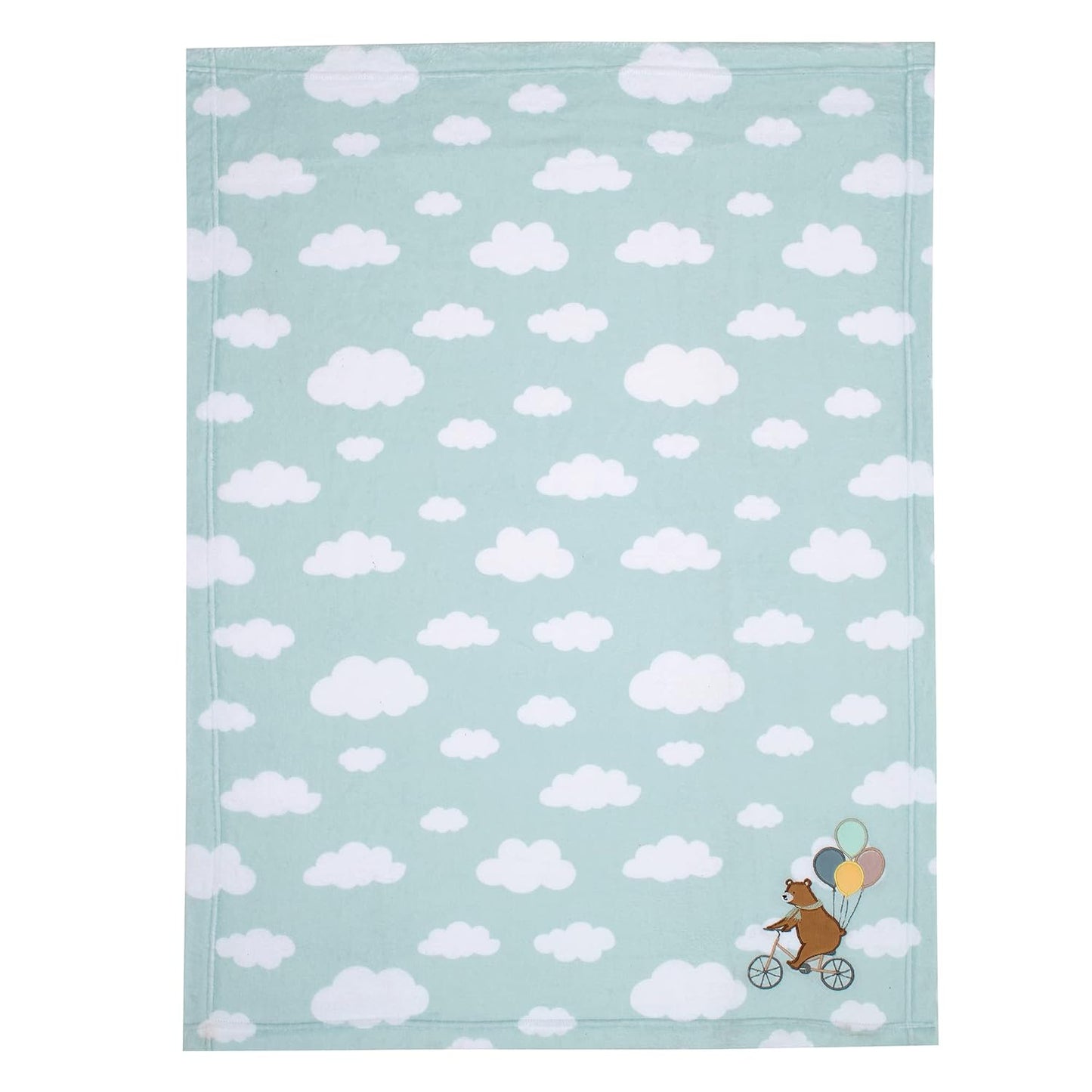 Bedtime Originals up up & Away Bear/Balloon/Cloud Soft Blue Fleece Baby Blanket