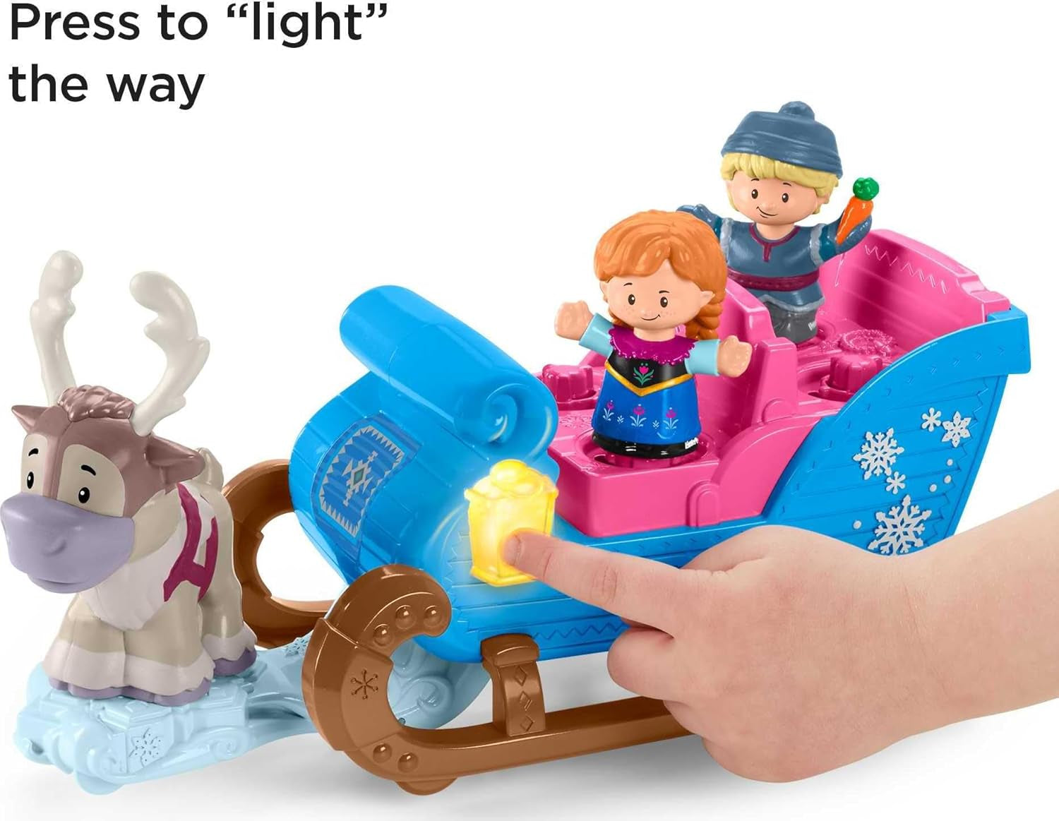 Fisher-Price Little People Toddler Toy Disney Frozen Kristoff’S Sleigh Vehicle with Character Figures for Pretend Play Kids Ages 18+ Months