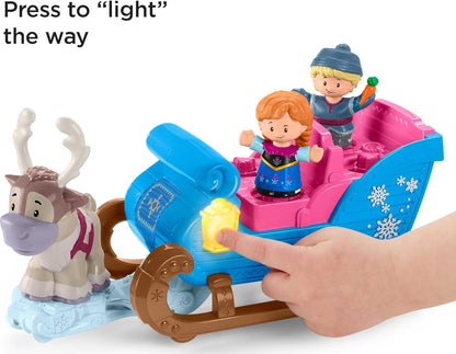 Fisher-Price Little People Toddler Toy Disney Frozen Kristoff’S Sleigh Vehicle with Character Figures for Pretend Play Kids Ages 18+ Months