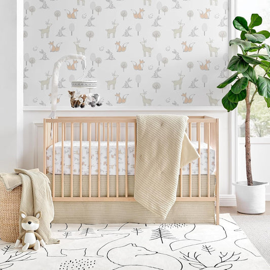 Levtex Baby - Mills Waffle Crib Bed Set - Baby Nursery Set - Taupe - Taupe Textured Waffle - 4 Piece Set Includes Quilt, Fitted Sheet, Dust Ruffle and Rope Basket