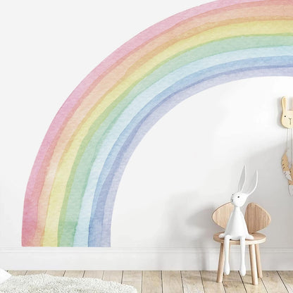 Funlife Vinyl Large Rainbow Wall Mural Stickers Peel and Stick, Precut Giant Vibrant Watercolor Rainbow Wall Decals for Girls Bedroom Kids Nursery Room Playroom, 75.59" X 44.09"