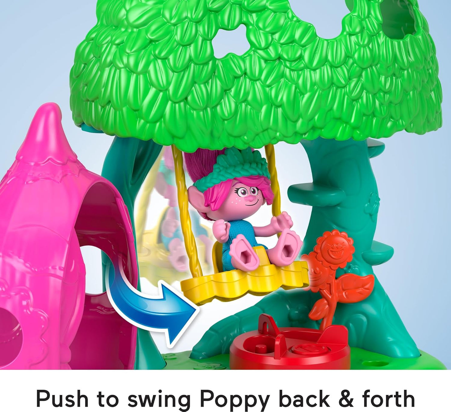 Fisher-Price Imaginext Dreamworks Trolls Toys Flower Fun Campsite Playset with Poppy Figure for Pretend Play Kids Ages 3+ Years