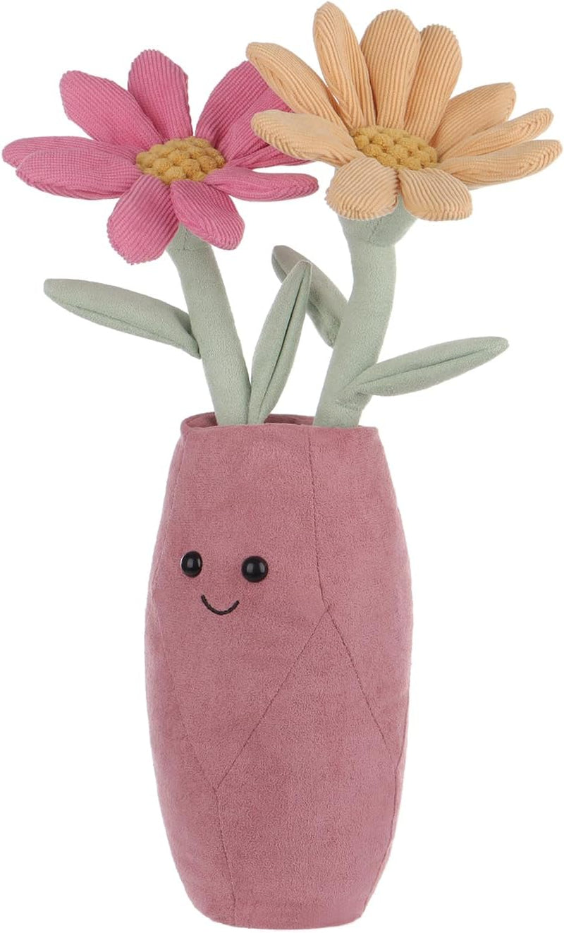 Apricot Lamb Calliopsis Vase Plush Stuffed Animals for Kids, Soft Cute Plush Toys for Baby Girl and Boy, Fluffy Calliopsis Vase Pink 13.8 Inches