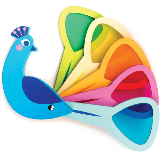 Tender Leaf Toys - Peacock Colors - Wooden Colors Learning Toys for Toddlers, Kids, Pre-School Children Activity Game - Gifts, Animal Toy - Early Learning, Play Set with Acrylic Window - Age 18M+