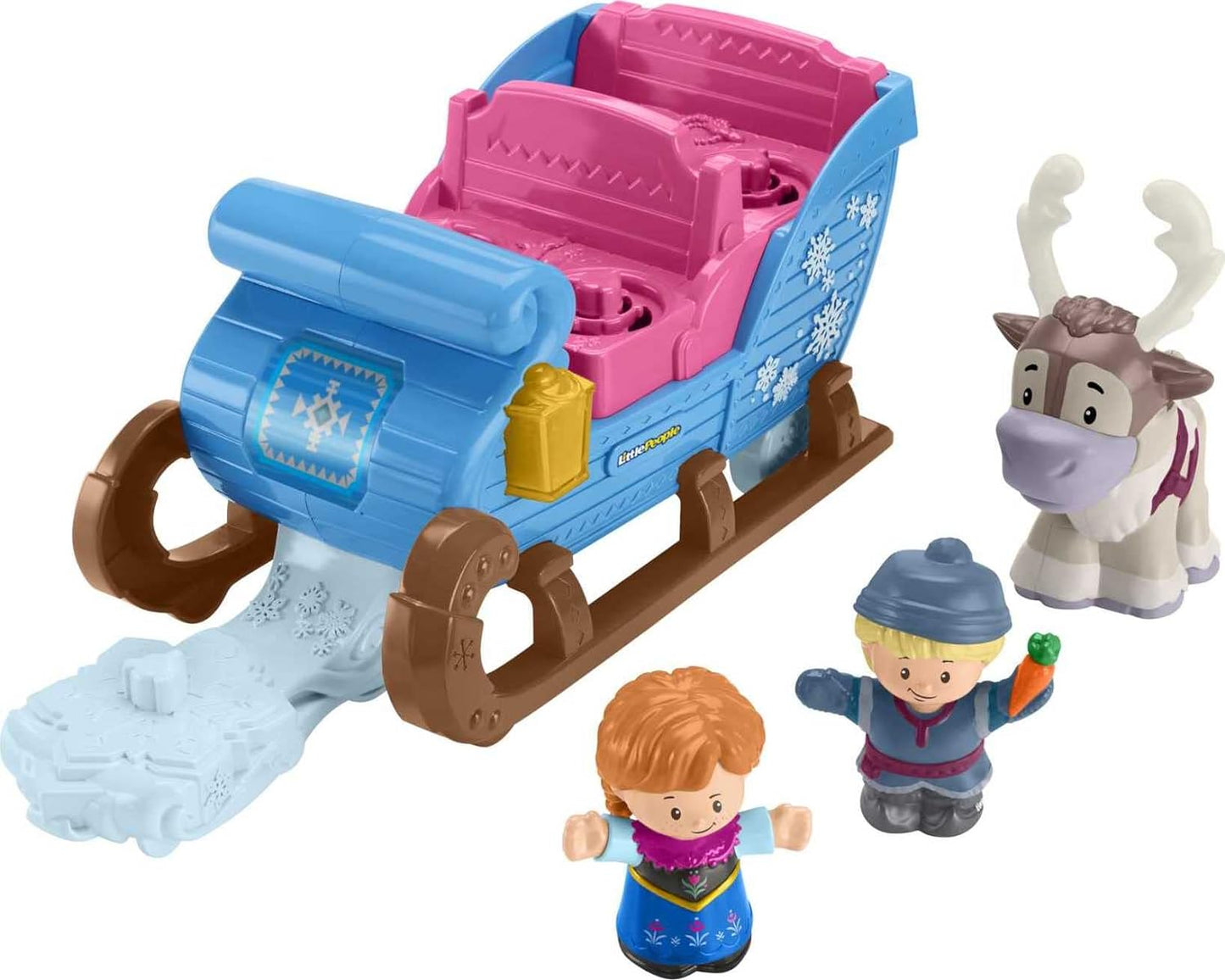 Fisher-Price Little People Toddler Toy Disney Frozen Kristoff’S Sleigh Vehicle with Character Figures for Pretend Play Kids Ages 18+ Months