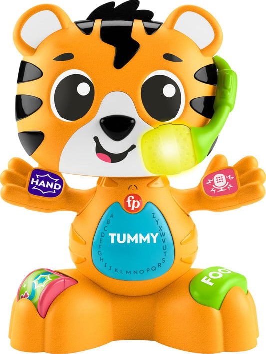 Fisher-Price Baby Learning Toy Link Squad Bop & Groove Tiger with Music & Lights for Ages 9+ Months, Compatible Only with Link Squad Items