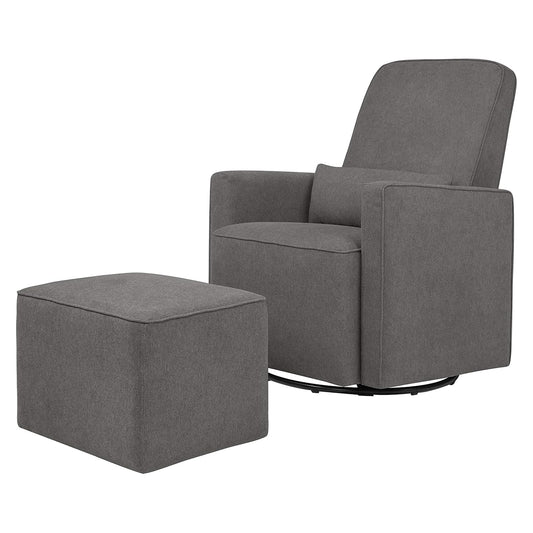 Davinci Olive Upholstered Swivel Glider with Bonus Ottoman in Dark Grey, Greenguard Gold & Certipur-Us Certified