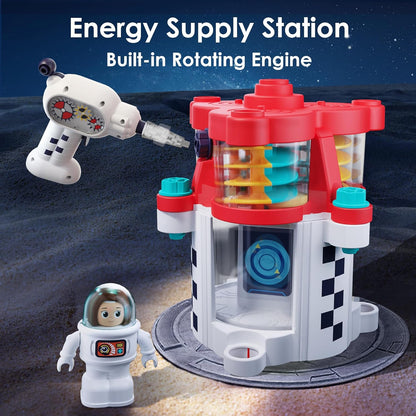 Iplay, Ilearn Rocket Space Toys, Kids Spaceship Playset W/Space Shuttle, 2 Astronauts, Educational STEM Take Apart Outer Space Adventure W/Electric Drill, Gift for 3 4 5 6 7 8 Year Old Boy Girl