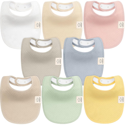 8-Pack Organic Baby Bibs for Baby Girls, Baby Boys - Cotton Cloth Baby Boy Bibs, Baby Girl Bibs for Drooling and Teething, Absorbent Drool Bibs for Spit Ups, Toddler Bib,Infant Bibs (Muted Pastel)