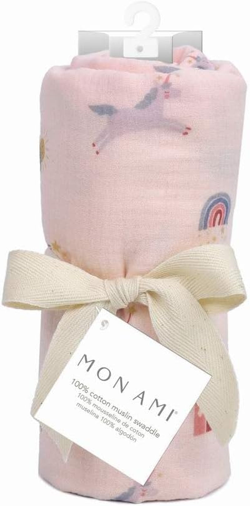 MON AMI ‘Chateau Magique’ Cotton Muslin Swaddle Blanket – 47”, Baby Essentials,Neutral Receiving Blanket for Newborns,Baby Swaddle Wraps for Boys,Girls