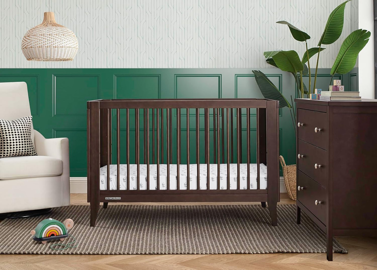 Delta Children Ollie 4-In-1 Convertible Crib - Greenguard Gold Certified, Walnut Espresso