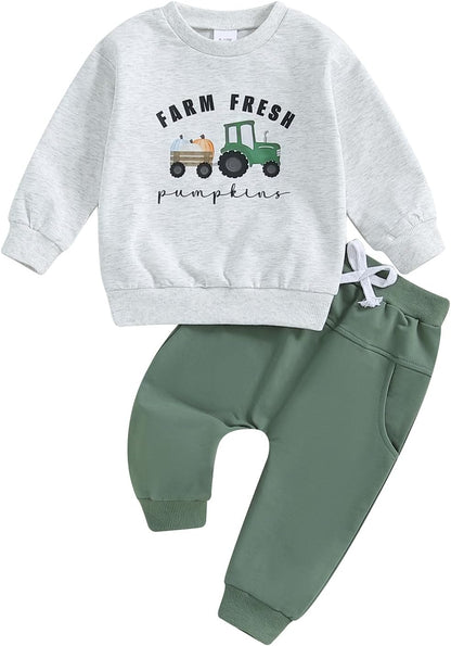 Toddler Baby Boy Clothes Crewneck Sweatshirt Long Sleeve Letter Print Shirt with Pants Cute Fall Winter Outfits