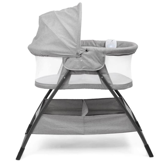 Baby Delight beside Me Doze Deluxe Baby Bassinet, Bedside Sleeper, Foldable, Removeable Canopy, Pebble Grey