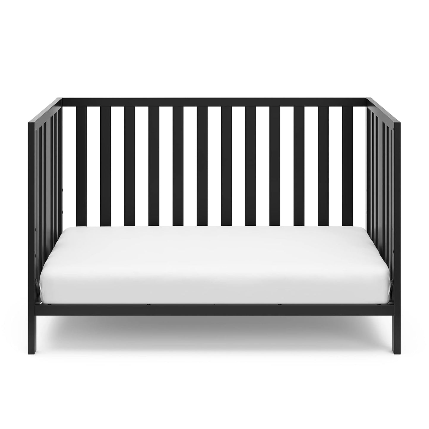 Storkcraft Pacific 5-In-1 Convertible Crib - (Black) – Converts from Baby Crib to Toddler Bed, Daybed and Full-Size Bed, Fits Standard Full-Size Crib Mattress, Adjustable Mattress Support Base