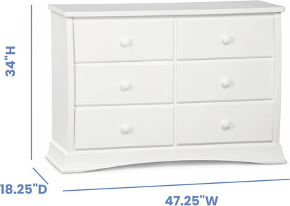 Delta Children Bentley 6 Drawer Dresser with Interlocking Drawers - Greenguard Gold Certified, White