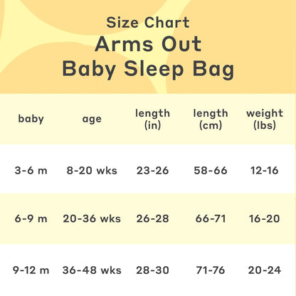 MONICA + ANDY Arms Out Baby Sleep Bag - Unisex Boys & Girls Organic Cotton Infant Sleep Sack - Sleeveless Zippered Sleeping Outfit for Babies & Toddlers (9-12 Months)