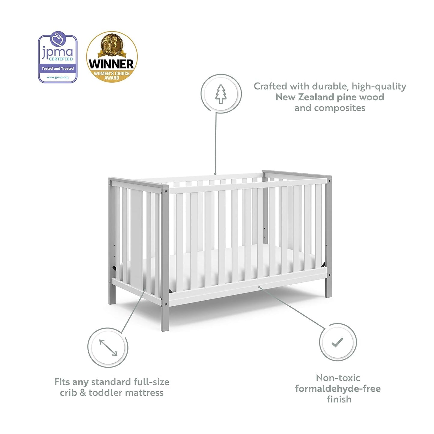 Storkcraft Modern Pacific 5-In-1 Convertible Crib (Black) – GREENGUARD Gold Certified, Converts from Baby Crib to Toddler Bed and Full-Size Bed, Adjustable Mattress Support Base