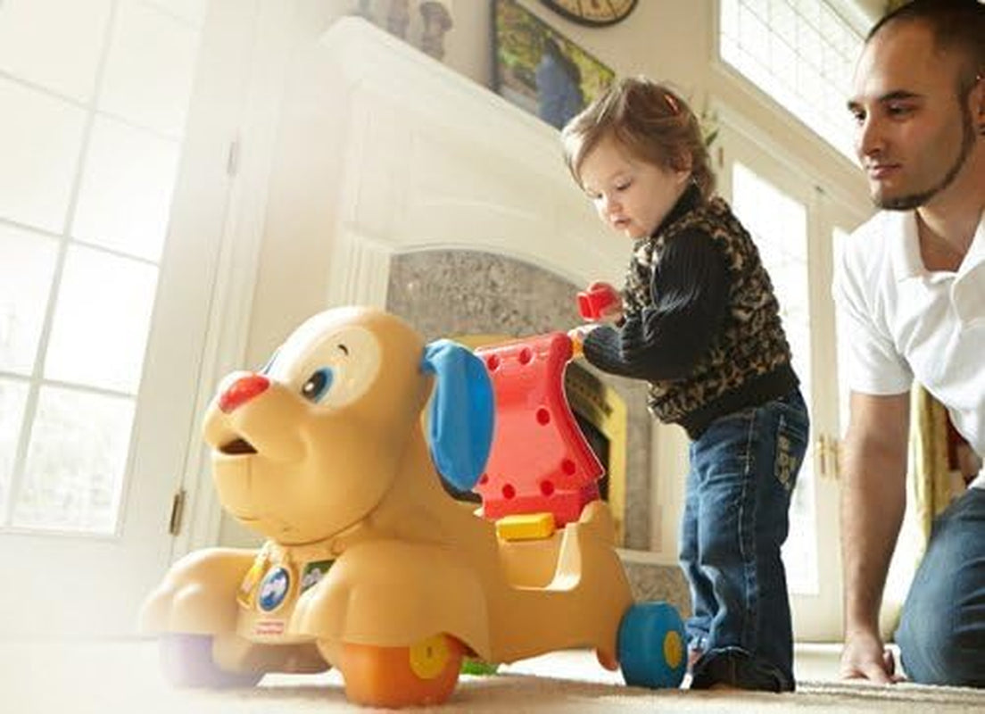 Fisher-Price Baby & Toddler Toy Laugh & Learn Stride-To-Ride Puppy Walker & Ride-On with Music Lights & Blocks for Infants Ages 9+ Months