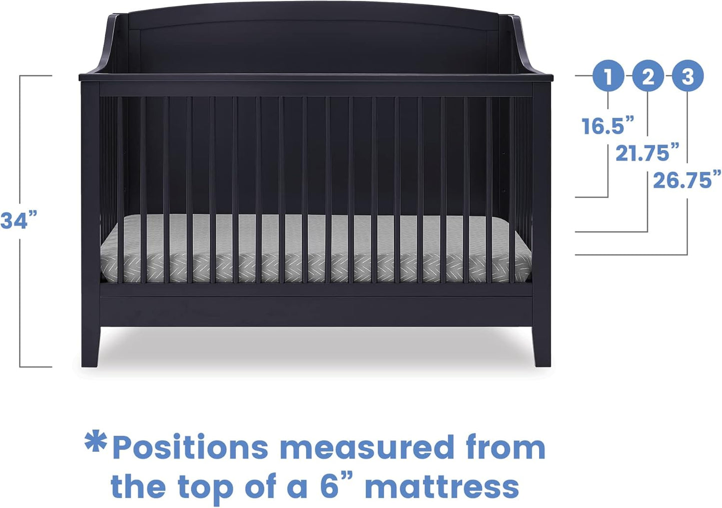 Delta Children Campbell 6-In-1 Convertible Crib - Greenguard Gold Certified, Walnut Espresso