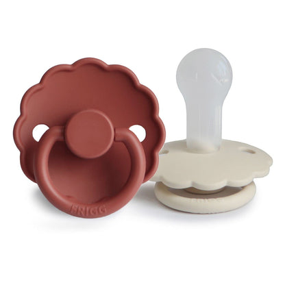 FRIGG Daisy Silkysoft Silicone Baby Pacifier | Made in Denmark | Bpa-Free (Chamomile/Peach Bronze, 6-18 Months)