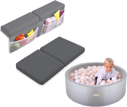 Toddly Bath Kneeler & Rest Pad Set (Dark Grey) & Foam Ball Pit (Grey) for Toddlers Bundle