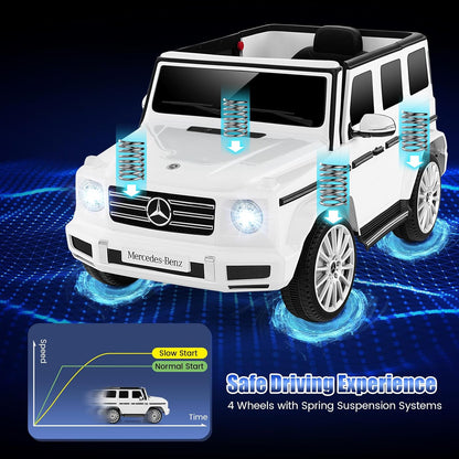 Costzon Ride on Car, Mercedes-Benz G500 Licensed Truck W/Rocking Mode, 3 Speeds, Remote, Horn, Music & LED Lights, Spring Suspension, 12V Battery Powered 4WD G Wagon Electric Vehicle for Kids (Black)