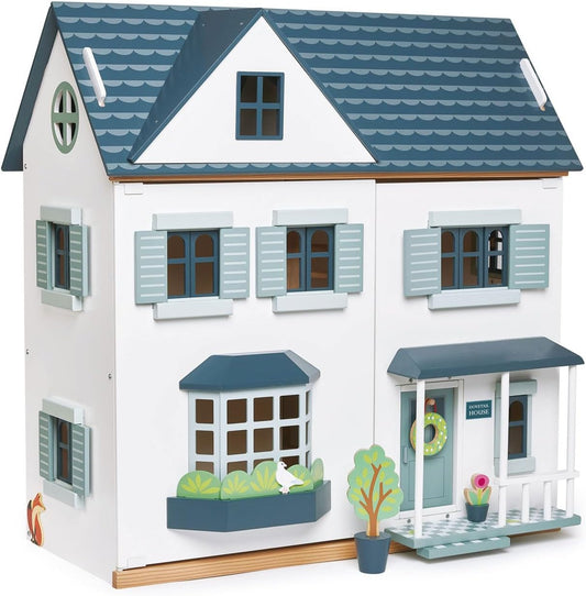 Tender Leaf Toys - Dovetail House - Large Luxury 27.36" Tall 3 Story Doll House with 6 Rooms - Gender-Neutral Dollhouse - Encourage Creative and Imaginative Fun Play for Children - Age 3+