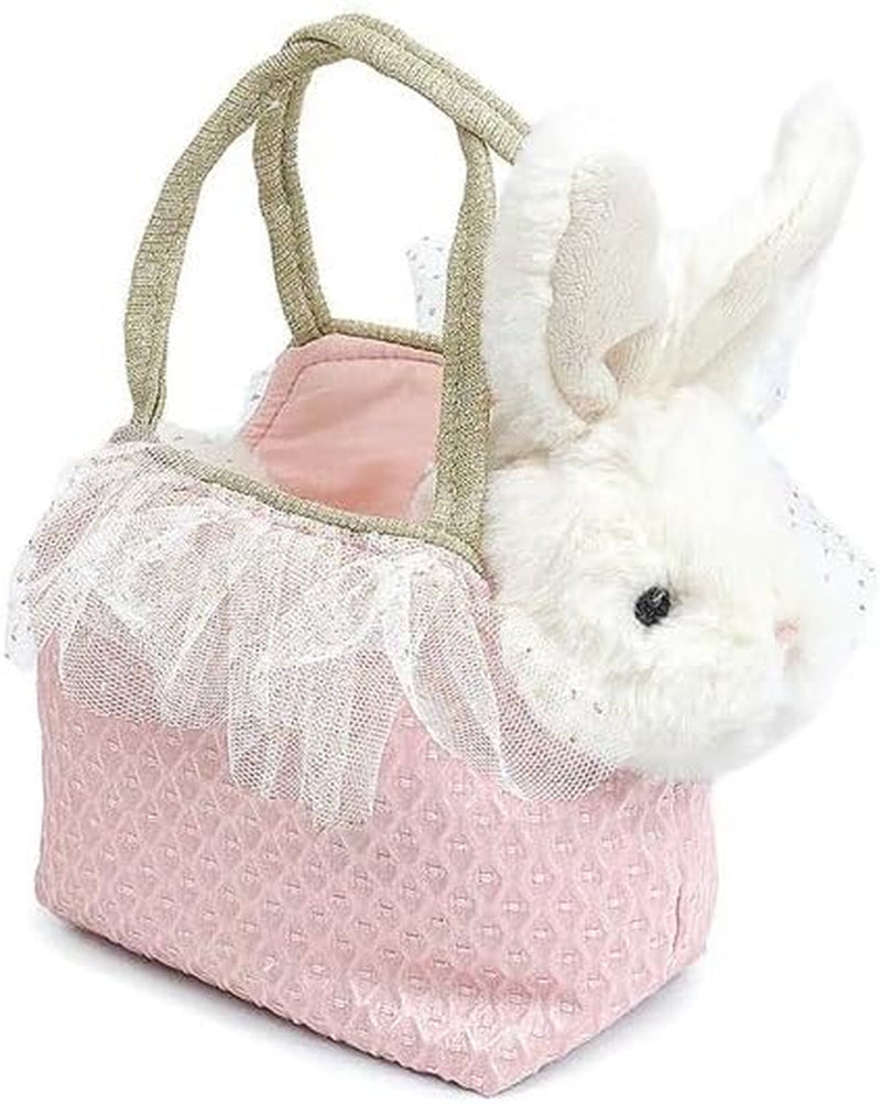 MON AMI Magnolia Bunny Plush Toy & Purse, Rabbit Stuffed Animal Toy with Pet Carrier Set, Stuffed Animal Bag, Christmas Gift for Little Girls & Toddlers