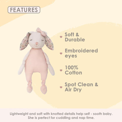 MON AMI Petit Bunny Knotted Soft Doll 12”, Muslin Cloth Doll for Infants & Toddlers, Huggable Rabbit Plush Toy, Great Gift for Christmas