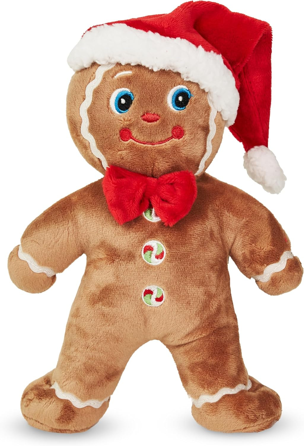 Bearington Collection Jolly Ginger - Gingerbread Christmas Decor, 10 Inch, Gingerbread Man Plush Christmas Decorations Indoor