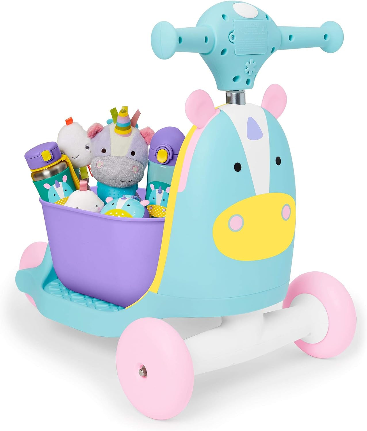 Skip Hop 3-In-1 Baby Activity Push Walker to Toddler Scooter, Zoo Unicorn