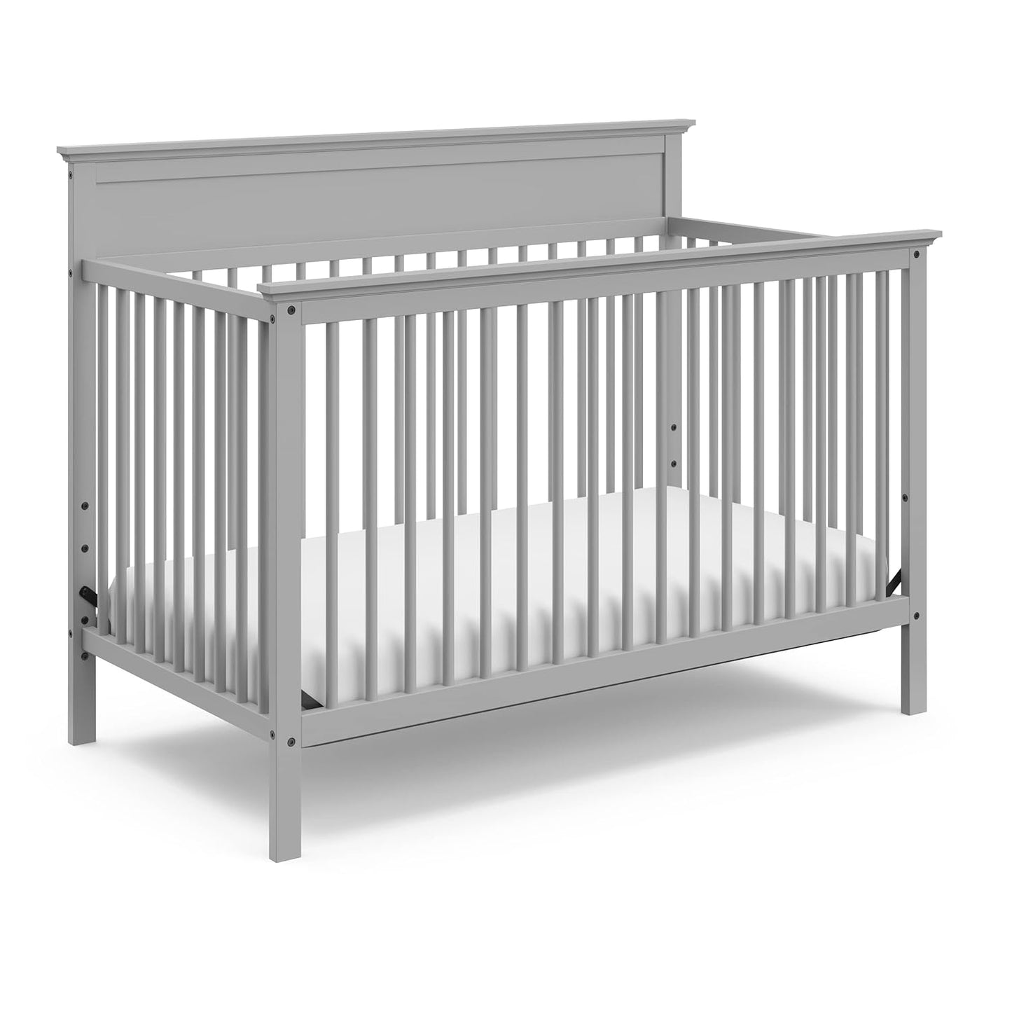 Storkcraft Carmel 5-In-1 Convertible Crib (Pebble Gray) - GREENGUARD Gold Certified, Converts to Toddler Bed & Full-Size Bed, Fits Standard Full-Size Crib Mattress, 4 Adjustable Mattress Heights