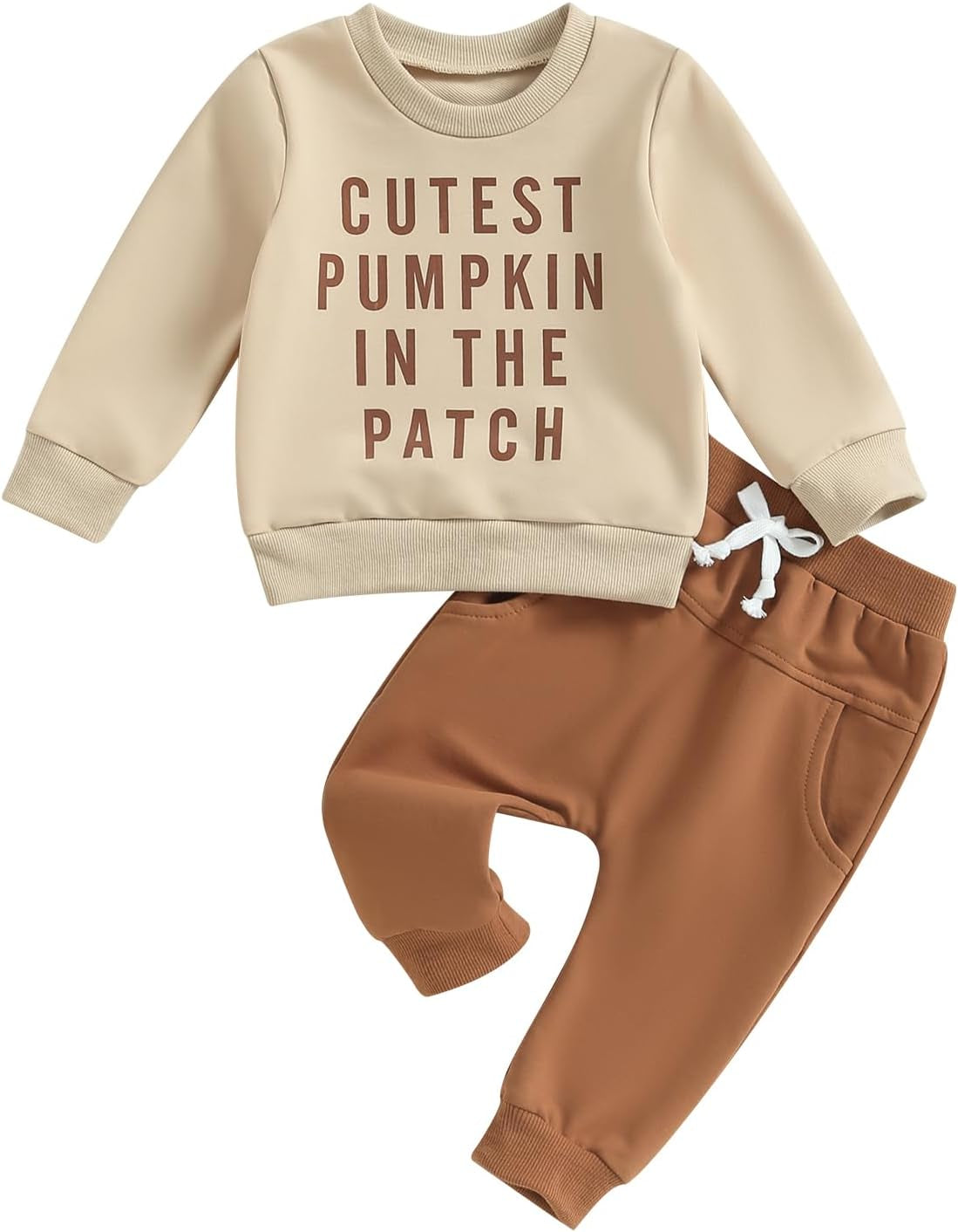 Adobabirl Toddler Baby Halloween Outfit Boy Girl Pumpkin Patch Crew Sweatshirt and Pants Set Halloween Fall Baby Clothes