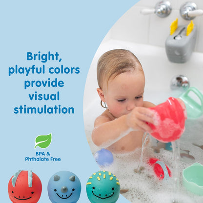 Dr. Brown’S Cleanup Float & Hatch Dino Eggs, Multi-Use Interactive Bath and Pool Toy for Toddlers, 6M+, BPA Free