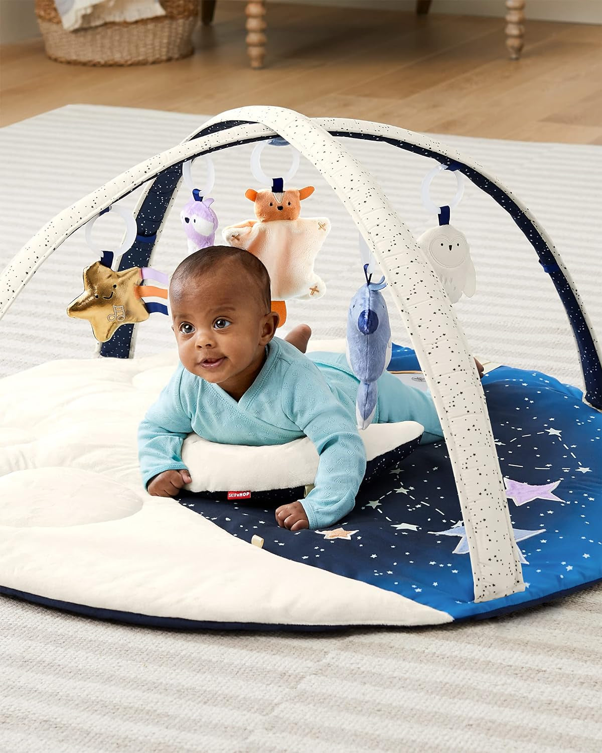 Skip Hop Tummy Time Mat, 3-In-1 Activity Baby Play Gym, Age 0+, Silver Lining Cloud, Grey