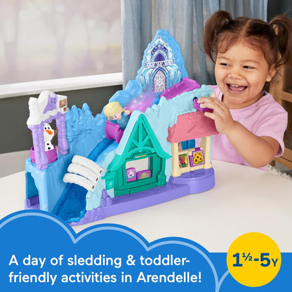 Fisher-Price Little People Toddler Toy Disney Frozen Arendelle Sledding Adventures Playset with Figures for Pretend Play Ages 18+ Months