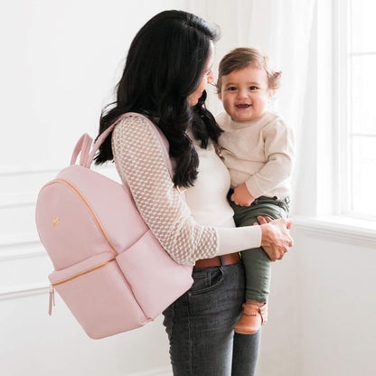 Freshly Picked Classic City Backpack II, Vegan Leather Diaper Bag Backpack with Changing Pad & Water-Resistant Lining, 10-Pocket Stylish Diaper Bag for Baby Mom, Toddler Mom, and beyond (Blush)