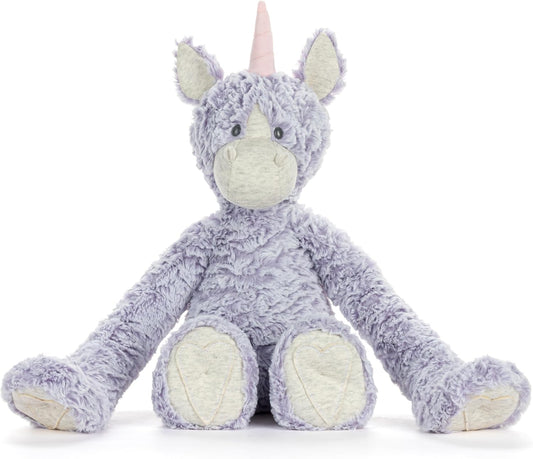 DEMDACO Heartful Hugs 14 X 13 Inch Polyester, Soft Cuddly, Weighted, Toy, Plush Stuffed Animal Purple and Grey, Unicorn