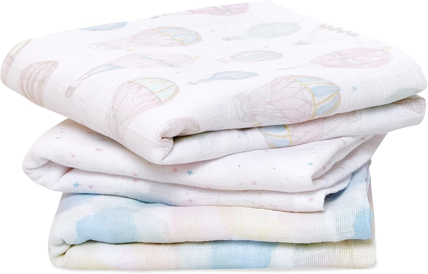 Aden + Anais Musy Squares - Keep Rising, Pack of 3 | Large 100% Cotton Muslin Cloth | Soft & Lightweight Unisex Baby Essentials | Cloths for Newborn Girls & Boys | Ideal