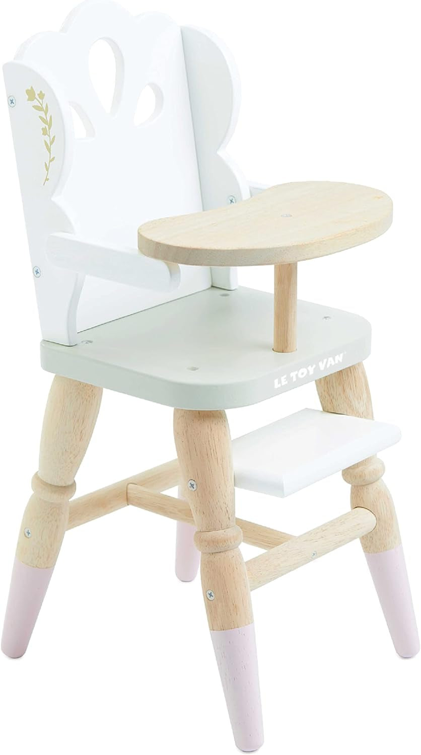 Le Toy Van - Educational Wooden Toy Role Play Beautiful Doll High Chair | Girls Pretend Play Toy Pram Playset - for Ages 3+ (TV601)